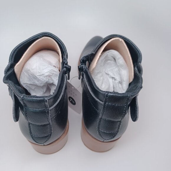 A New Day Booties Black Faux Leather Side Buckle Zipper Nikki Boots Size 7.5 NEW - Picture 10 of 15